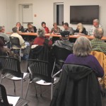 The Art Alliance of Idyllwild held its first planning meeting of 2013 Friday evening at the new library’s Community Room. The new board was introduced, and plans for the new year were discussed. From the left, Phyllis Mueller (member-at-large), Kirsten Ingbretsen (publicity and marketing), Reba Coulter (treasurer), Patti Cooper (membership chair), Gary Kuscher (president), Lea Deesing (outgoing president), Scott Fisher (vice-president and hospitality), Lissa Claussen (past secretary) and Halie Johnson (secretary). Other board members not present are Bryan Tallent (gallery and inn liaison) and Pat Hughes and Mike Ahern (members-at-large). Photo by Barbara Reese