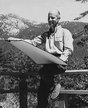 Bob Balzer with plans for his Tirol restaurant in Pine Cove in 1962. File Photo