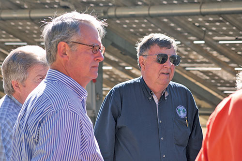 In October 2010, State Sen. Bill Emmerson visited Idyllwild to tour the Idyllwild Water District's solar facility with former Idyllwild Water District President Allan Morphett. Photo by J.P. Crumrine