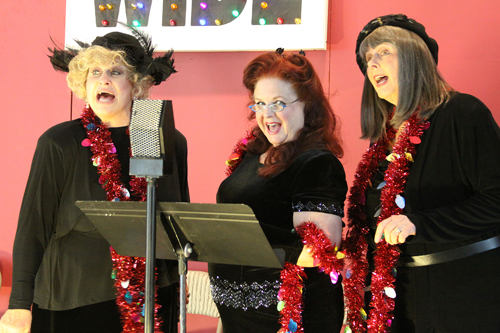 “The Holly Sisters,” (from left) Barbara Rayliss, Phyllis Brown and Ruth Fountain, sing some tunes from the 1940s during the Stratford Players’ production of “On the Radio” Sunday at the Caine Learning Center. Photo by Jenny Kirchner