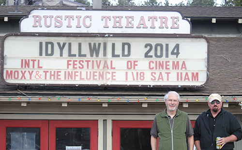 Idyllwild 2014, the International Festival of Cinema, began this week. Tuesday morning Phil Calderone, owner of the festival premiere venue, the Rustic Theatre, and Steve Savage, Idyllwild 2014 director, prepare for a week of film watching.Photo by J.P. Crumrine