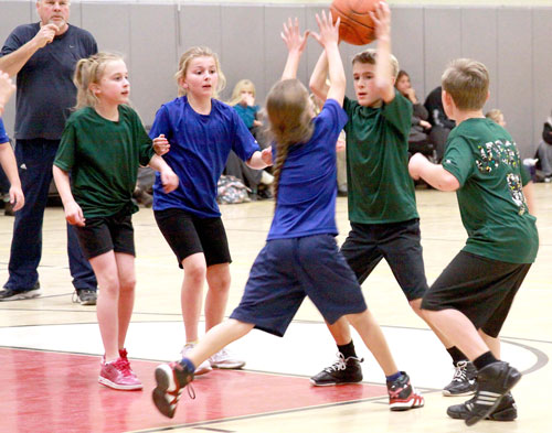 The Celtics (green) and Blue Thunder played Monday night at Idyllwild School.Photo by Jenny Kirchner