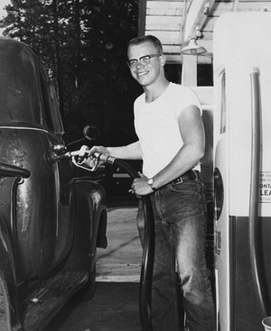 Ronald Wilson, pumping gas at the Fern Valley Garage (one of four jobs he held at the time), was the subject of a Town Crier feature entitled “Industrious and Cheerful: Idyllwild Youth Fills Vacation With 4 Jobs” published on July 8, 1960. He was home for the summer from Colorado University, where he majored in philosophy and had just been accepted into the pre-med program.File photo