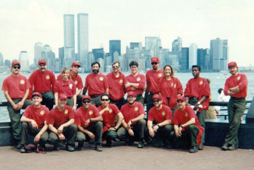 Vista Grande Hotshots in New York City in 1995, after having completed a fire assignment near the city.  VG Hotshot file photo 