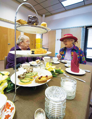 The Idyllwild Nature Center hosted a tea party last weekend to raise funds for the ongoing Lemon Lily restoration project. Scott Foster catered the event with finger sandwiches, desserts, scones with clotted cream and lemon curd, served with a pot of tea. Photo by John Pacheco
