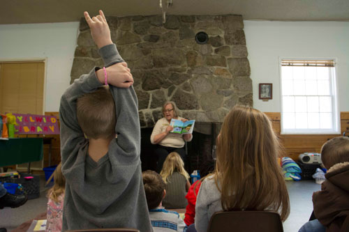 Susan Righetti and helper Miss LuAnn from the Idyllwild Library hosted story time.  