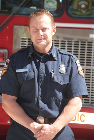 Fire Capt. Tim Ellena is the newest addition to the staff serving Pine Cove Fire Station 23. Ellena’s previous station was the Hemet-Ryan Air base.       Photo by J.P. Crumrine 
