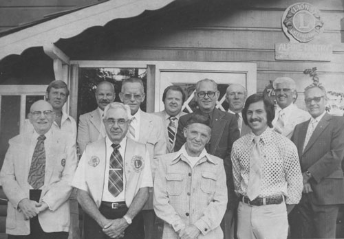 Officers and directors of the Idyllwild Lions Club for 1977-78 were, front row, from left, Charlie Kretsinger, Nile Thomas, Milt Meyer and Jim Helland; back row, from left, Bob Thomas, Gene Price, Albert Austin, Gary Dencklau, Dick Miller, Nick Halic, installing officer Vern Boyer and Clyde Price. New president George Hoffman was not pictured. File photo 