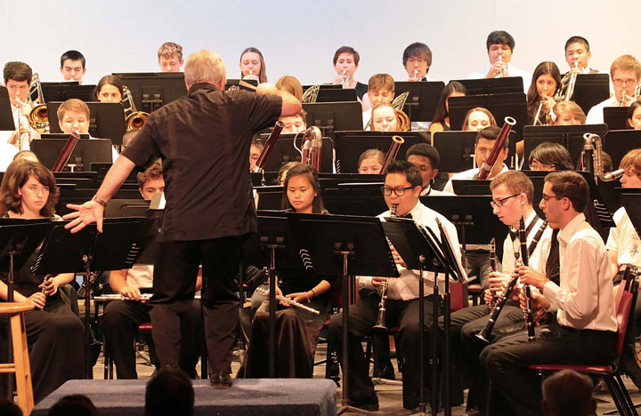 Last year at this time, Idyllwild was evacuated due to the Mountain Fire, and the Wind Ensemble performance wasn’t able to happen. Many who were at Idyllwild Arts last year returned this year and performed Saturday afternoon to a standing-room-only crowd at the IAF Theatre.        Photo by Jenny Kirchner 