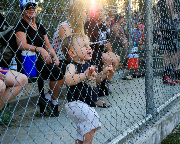 Fans of all ages, including Jase Lehr, were excited during last week’s Town Hall Adult Softball Championship Series between Pacific Slope, the eventual winners, and Creekstone Inn.Photo by John Drake