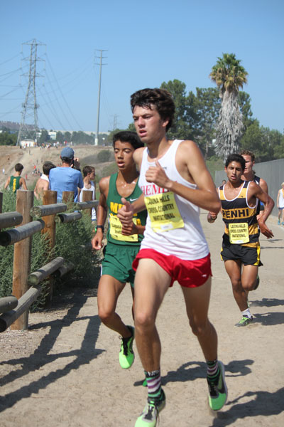 Tanner Torrez, formerly of Idyllwild, ran the race in 16:21 to finish 11th. The Hemet seniors finished fourth out of 15 teams. Photo by Jessica Priefer