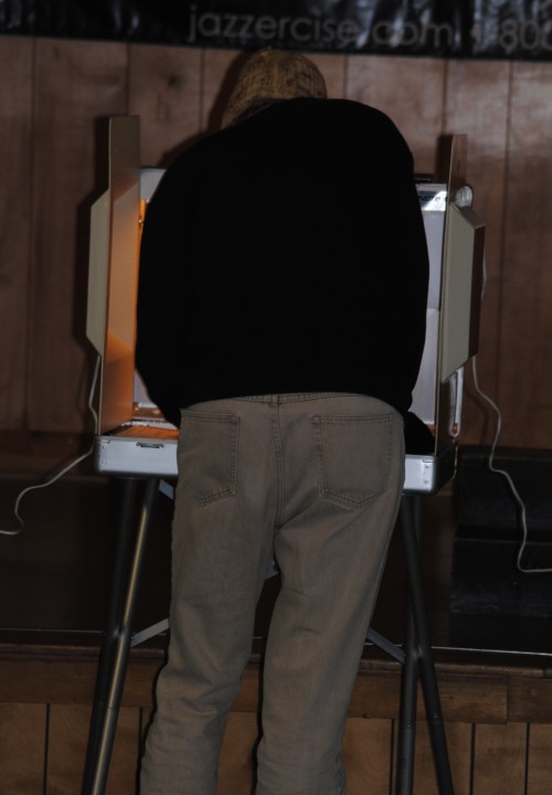 An Idyllwild voter casting ballot in the 2014 General election