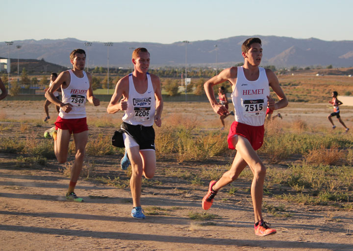 Tanner Torrez (right) and Jayden Emerson (left) of Hemet High School’s cross-country team, finished fourth and second respectively in last week’s Mountain Pass League Finals. Both Tanner and Jayden will compete in next week’s California Interscholastic Federation Southern Section Cross County Championships to run Saturday, Nov. 15 at Mt. San Antonio College. Tanner is a former Idyllwild resident and Jayden is an Idyllwild resident.   Photos by Jessica Priefer 