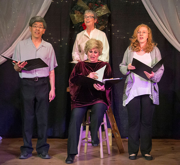 WILDE TALES: The Isis Theatre Company performed “Wilde Tales” Saturday at the Rainbow Inn. Some of the troupe’s members seen here are (from left) Larry Kawano, Michèle Marsh, Barbara Rayliss and Christina Gower. Photo by Jenny Kirchner