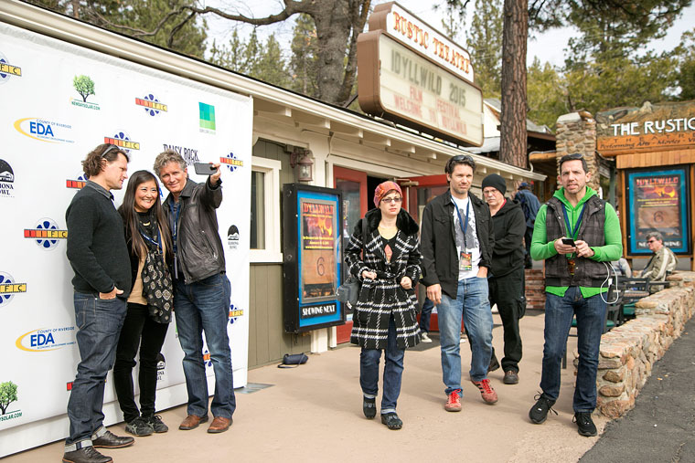 Between movie screenings, attendees at Idyllwild 2015 took many selfies in front of the Rustic Theatre. Photo by Jenny Kirchner
