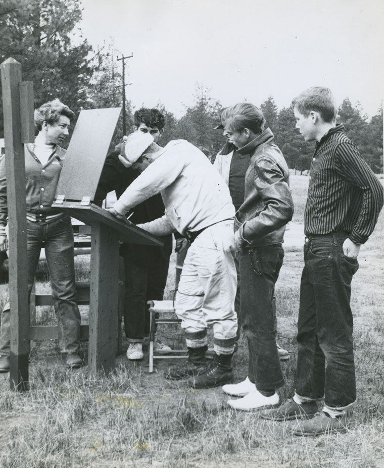 Deer hunters register at Little Thomas Truck Road in about 1966. File photo 