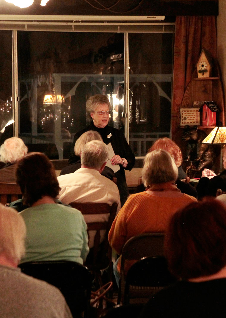 TALKING TRUSTS: On Thursday, Kay Wanner speaks to a full house at Silver Pines about setting up trusts and the large costs of probate. Wanner was part of the Idyllwild Community Center Speaker Series.       Photo by John Drake 