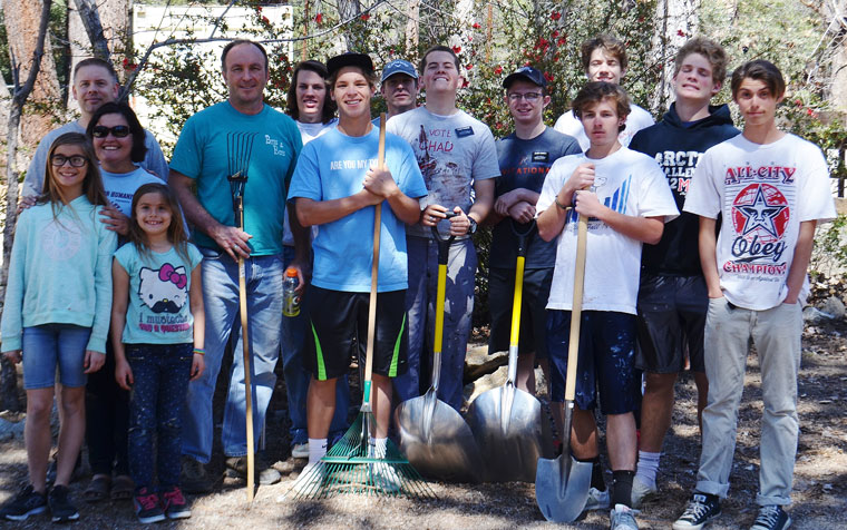 On Saturday, March 21, several fellow Boy Scouts and adults participated in Chad Schelly’s project helping Town Hall. From left are Jeff Bradshaw, Ana Bradshaw, Aislynn and Rosemary Bradshaw, Chip Schelly, Aidan Young, Chad Schelly, Matt Huff, Elder Franson, Elder Pennell, Mitchell Romeril, Tristan Wettlauffer, Christian Huff and Jonah Bradshaw. Photos by Leslie Schelly