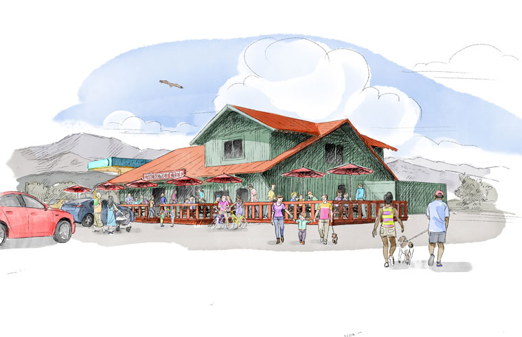 An artist’s rendering of the upcoming renovations at Lake Hemet Market. Courtesy Kelly Lam, marketing director, the California Parks Company