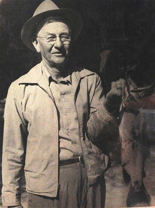 Bill Wallop in the early 1950s with a big rainbow trout he caught at Foster Lake. The lake is just a puddle now and has been closed to fishing for years. File photo