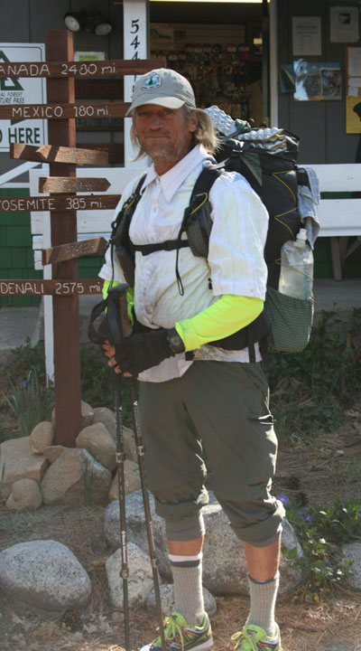 Pacific Crest Trail first-time thru-hiker “Rebo,” aka Randy Burton of Pasadena, on Monday, March 30. Burton is one of the first PCT hikers this spring to come through Idyllwild. Photo by Marshall Smith