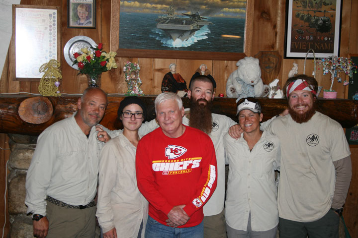 Warrior Hikers at Idyllwild American Legion Post 800 Saturday night. From left, Eric Sorensen, Anne Dios, Legion Post Commander Danny Richardson, Tony Jaramillo, Sharon Smith and Steve Thomas. Photo by Marshall Smith 