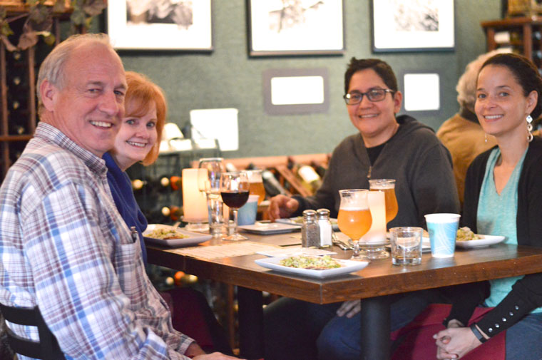 Jim Billman and friends were among the participants of the monthly beer tasting/food pairing at Idyll Awhile Wine Shoppe Bistro Tuesday night of last week. Photo by Gallagher Goodland