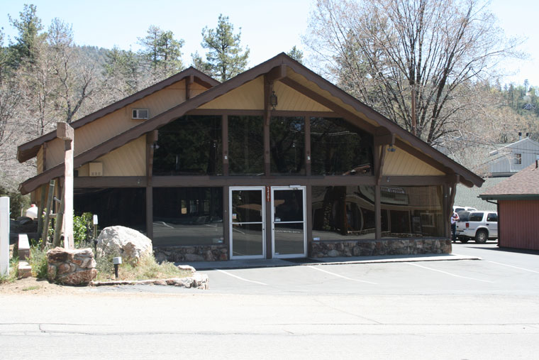 An empty Grey Squirrel, an iconic Idyllwild business presence shuttered and gone. Photo by Marshall Smith 