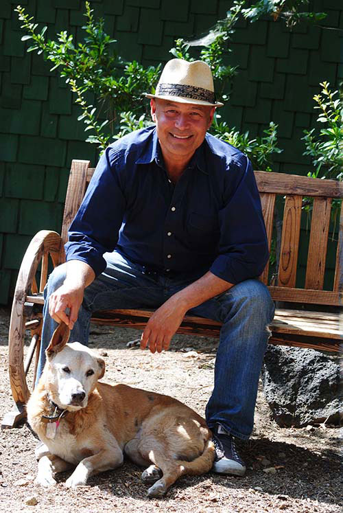 Eduardo Santiago, founder and moderator of the popular Idyllwild Authors Series, now in its final season, pictured here with Lyon.Photo by J.P. Crumrine 