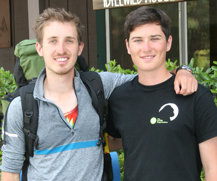 Kyran Young (right), seen here with his older brother Scott. Kyran is hiking the Pacific Crest Trail to raise money for preservation of and awareness about the mountain gorillas of Central Africa. There are only 880 left in the world of the peaceful family-oriented Silverback gorillas. Photo by Marshall Smith 