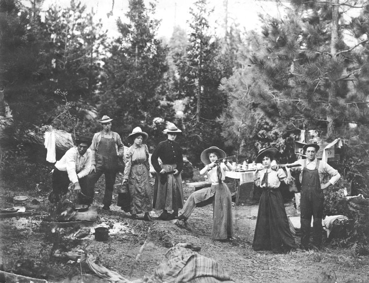 In 1910, campers from Banning visit C.B. Hughes’ “Kampers Kingdom” near Fuller Mill Creek. Photo courtesy Bob Smith 