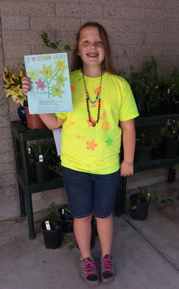 Amanda Berry was one of the winners of the coloring contest held at Idyllwild Nature Center during the recent Lemon Lily Festival. One winner was chosen from every grade level, kindergarten through sixth. Each winner received $10 from the Friends of the San Jacinto Mountain County Parks group. One excited winner even chose to donate the prize back to the Nature Center. Several of the beautiful pictures are currently on display at the Nature Center’s outdoor bulletin board. Photo courtesy Amanda Allen, park interpreter 