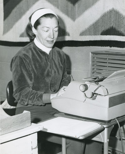 The Town Crier received word last week that one of its former writers, Mickey Miller Regal (shown at the TC in the late 1960s or early 1970s), recently died. The former resident was 89. File photo 