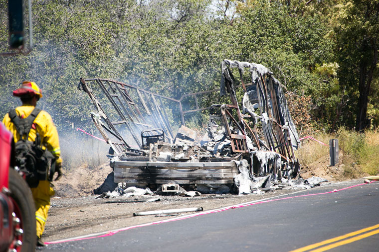 What was left of the RV that started Monday's Anza Fire. Photo by Jenny Kirchner