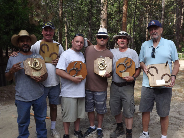 The winners of the Sons of the American Legion Post 800 annual Horseshoe Tournament, held Saturday, are, from left, Diamond Cowboy, 1st, Bob Lewis, 3rd, Shawn O’Brian 2nd, and Matt McDonald, 1st, Jim Nutter, 2nd, and Bill Poteat, 3rd. Photo courtesy Jim Nutter 