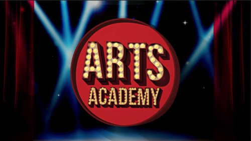 Above, the logo for “Arts Academy,” used to promote the Go90 mini series featuring 15 Idyllwild Arts students, tracking them throughout a school year. At left, Miguel Soto and Cari Quigley at the IA prom. Their relationship is documented in the series. Photos courtesy of John Newman 