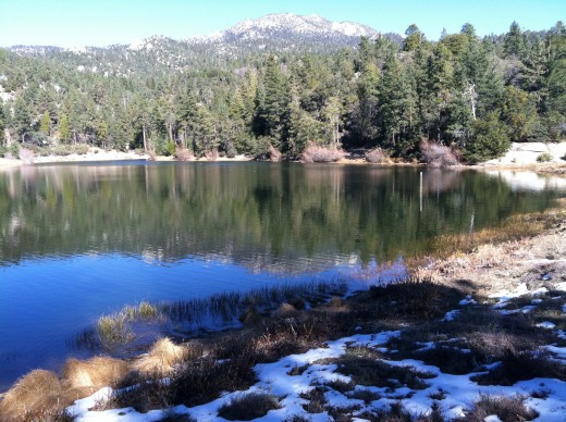 Foster Lake when full with Marion Mountain in the background. It’s been many years since the lake contained more than a puddle.	Photo by Jim Nessheim