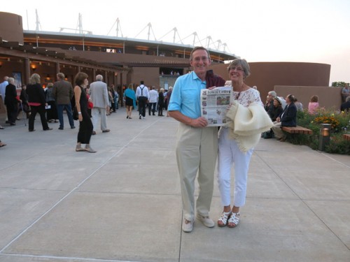 Penelope and Alois Smrz visted the Santa Fe Opera House on Aug. 22 for the world premiere of a new American Opera by Jennifer Higdon called “Cold Mountain” based on the novel by Frazier and the subsequent movie. “It was a great and moving experience!” Penelope reports. Photo Courtesy Penelope and Alois Smrz 