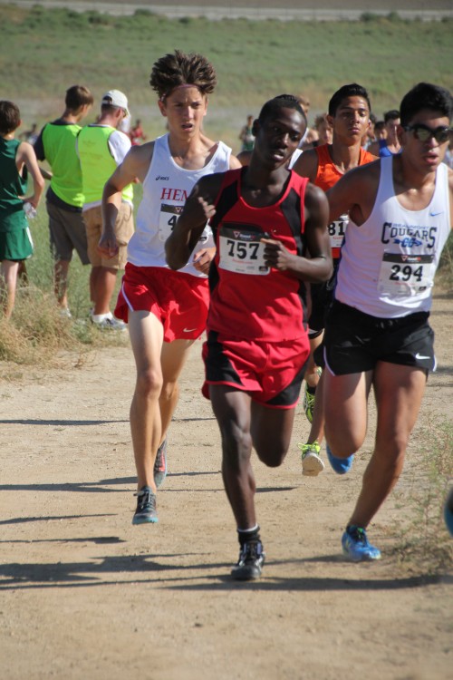 Micah Hitchcock (no. 403, left of center), Idyllwild and a junior at Hemet High School, ran the 3-mile event in 16:29:17 to finish sixth out of more than 130 runners. 