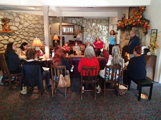 Members of Soroptimist International of Idyllwild talk about the nonprofit’s charity work during an informational meeting for prospective members on Wednesday, Nov. 18 at the Creekstone Inn. Photo by Halie Wilson