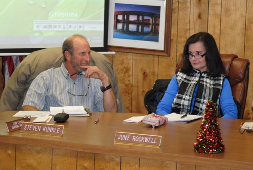 Steve Kunkle and June Rockwell attend their first Idyllwild Water District meeting as members of the Board of Directors. Photo by JP Crumrine 