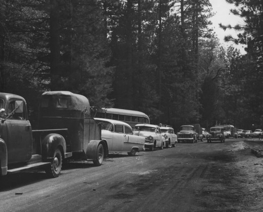 A posse of cars near Humber Park in the 1950s. File photo 