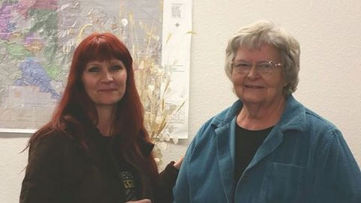 Soroptomist International of Idyllwild’s newest member, Sasha Fisher (left), shown with President Karen Doshier. Photo by Mary Morse 
