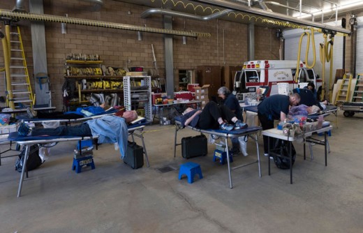 More than 40 people turned out for the Lifestream blood drive Saturday at the Idyllwild Fire Station. Photo by Tom Kluzak