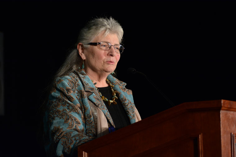 Mary Morse was honored by the Fair Housing Council of Riverside County as a 2016 Civil Rights Champion of Justice. Morse is the current executive director of Spirit Mountain Retreat and was recognized at an April awards dinner for being “the driving force behind the Human Relations Council of the Greater Hemet, San Jacinto and Menifee area.” Morse is shown here speaking at the dinner honoring the 2016 recipients. Photo courtesy Fair Housing Council of Riverside County