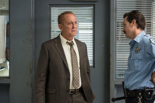 Conor O’Farrell (left), as Warden Roy Carroll, speaks to Linds Edwards (right), as Red, during Episode 2, “Blood Brothers,” of “Game of Silence.” Photo by Richard DuCree/NBC 