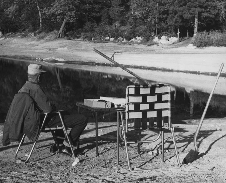 Arthur Felt banding birds at Foster Lake in about 1962. File photo