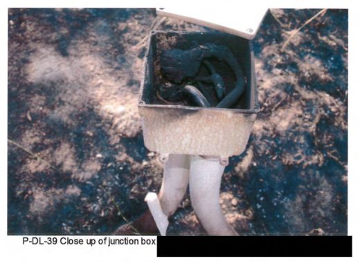 One of many photos of the junction box from Cal Fire’s investigation report.