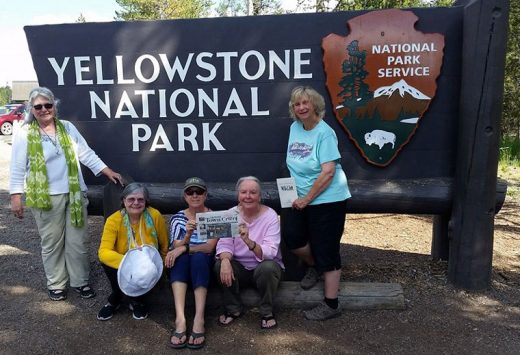 This picture is from “Celebration of the Circle with Katya Williamson’s” recent writing retreat to Yellowstone and the wilderness of Montana. From left, Mary Morse, Carol McClintic, Kathy Halkin, Charlene Chindlund and Williamson. Photo by nice lady who drove by 