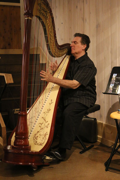 Christian Chalifour, the Desert Harpist, performed at the Middle Ridge Winery Tasting Gallery Friday. Photo by Barry Zander 